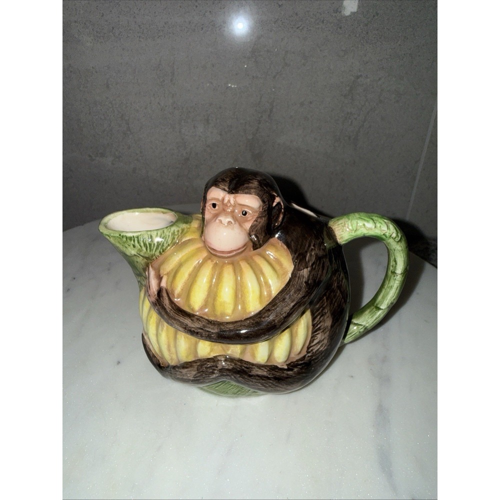 Vintage Dept 56 Ceramic Safari Monkey Holding Bananas Creamer 5.5"x4"